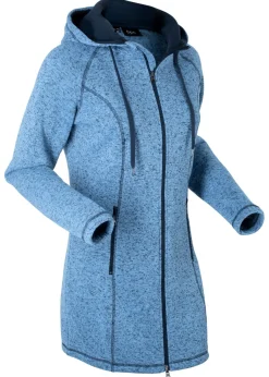 Chaqueta larga de forro polar con capucha
