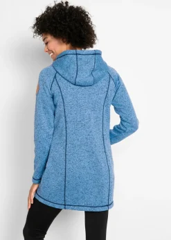 Chaqueta larga de forro polar con capucha