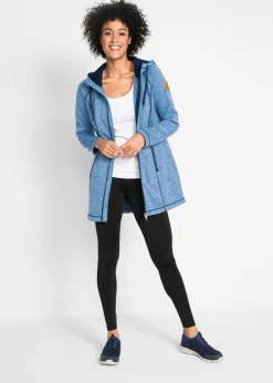 Chaqueta larga de forro polar con capucha