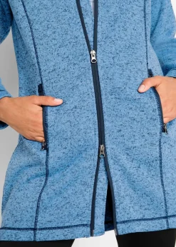Chaqueta larga de forro polar con capucha