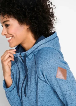 Chaqueta larga de forro polar con capucha