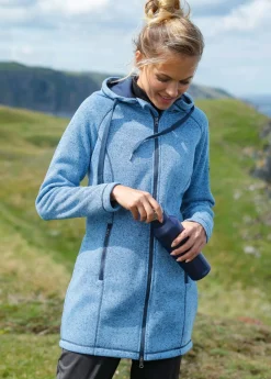 Chaqueta larga de forro polar con capucha