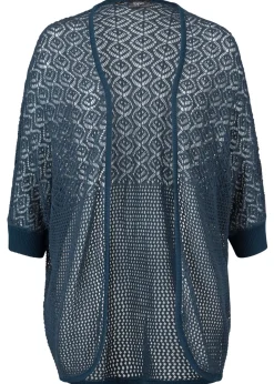 Chaqueta larga de punto con patrón calado