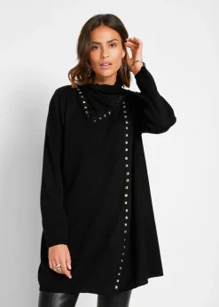 Chaqueta larga de punto con tachuelas