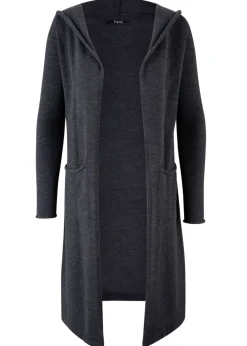 Chaqueta larga de punto con capucha