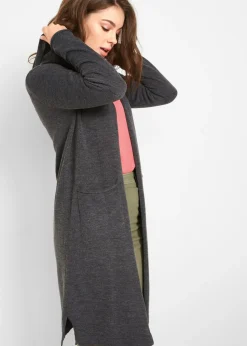 Chaqueta larga de punto con capucha
