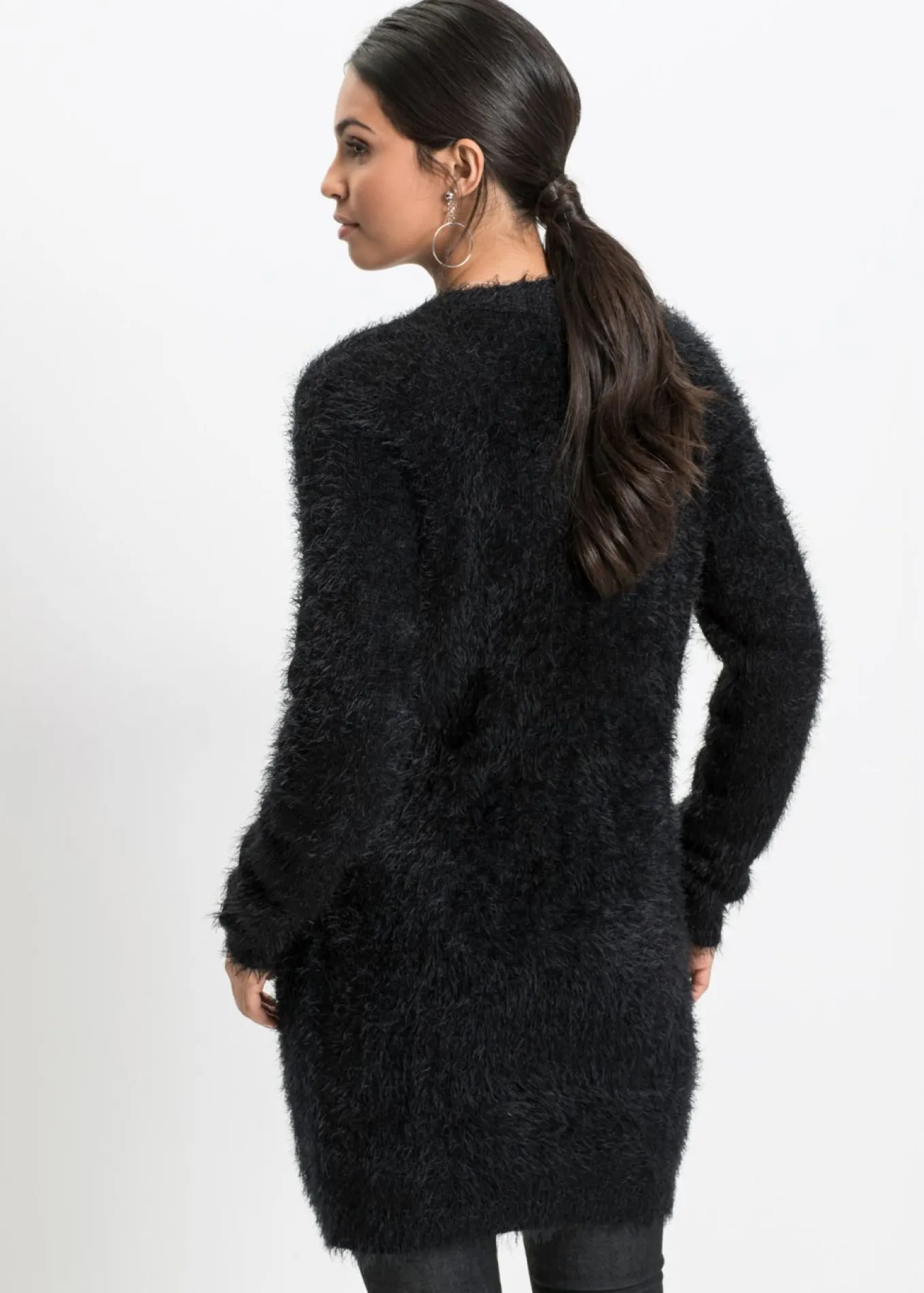 Chaqueta larga de punto con aspecto mullido