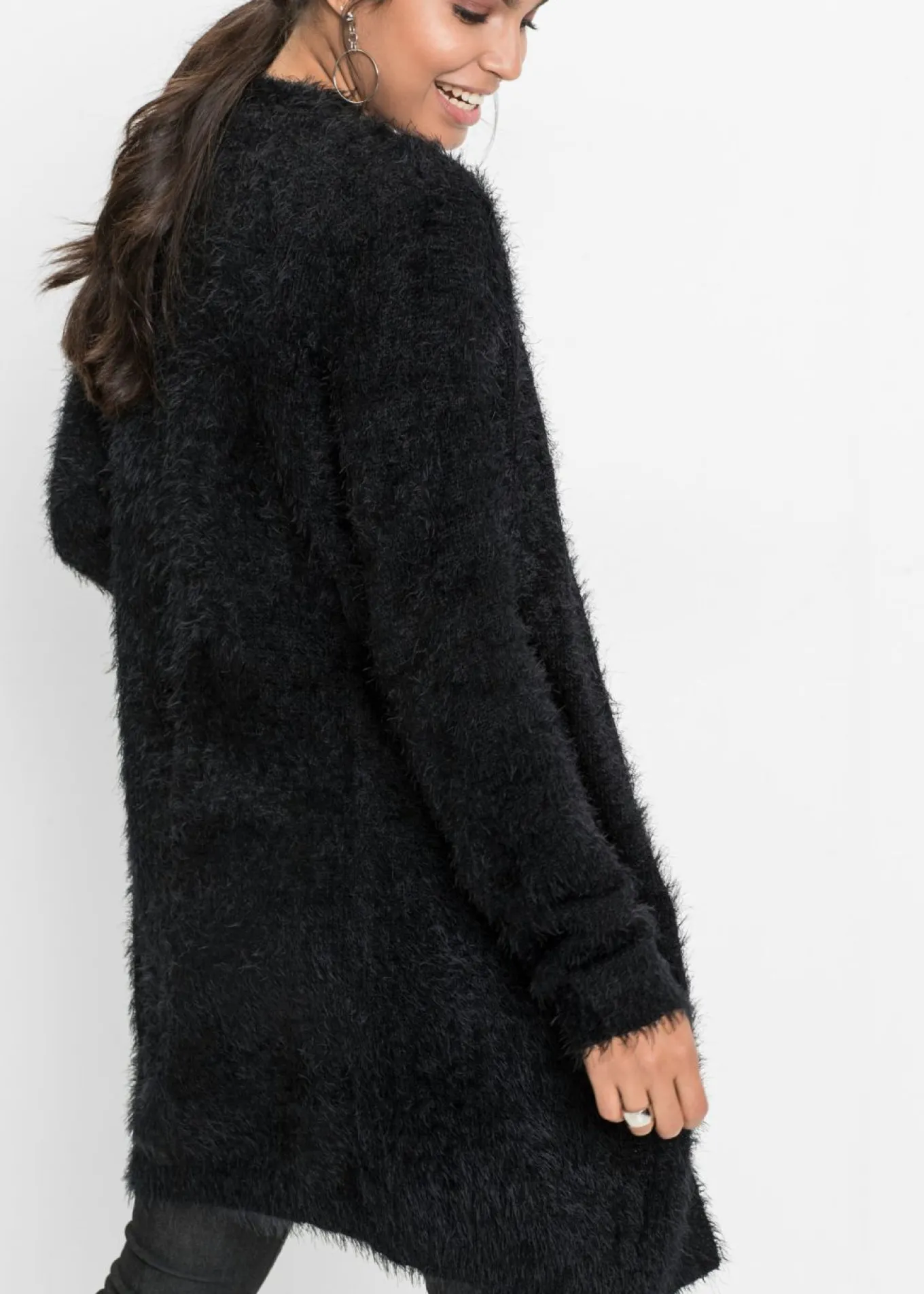 Chaqueta larga de punto con aspecto mullido