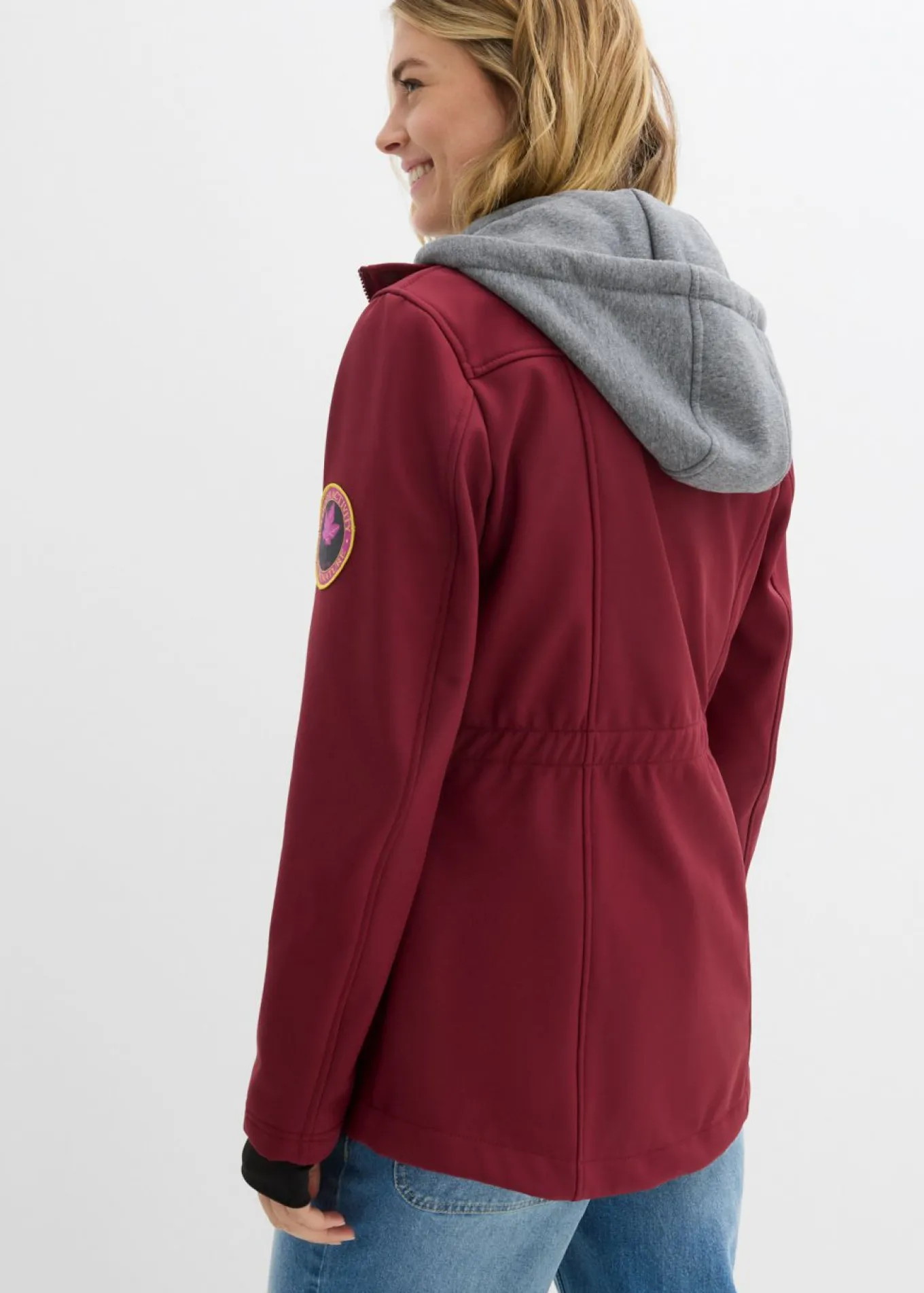 Chaqueta larga de softshell, repelente al agua, aspecto 2 en 1