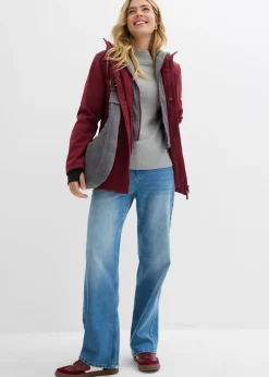 Chaqueta larga de softshell, repelente al agua, aspecto 2 en 1