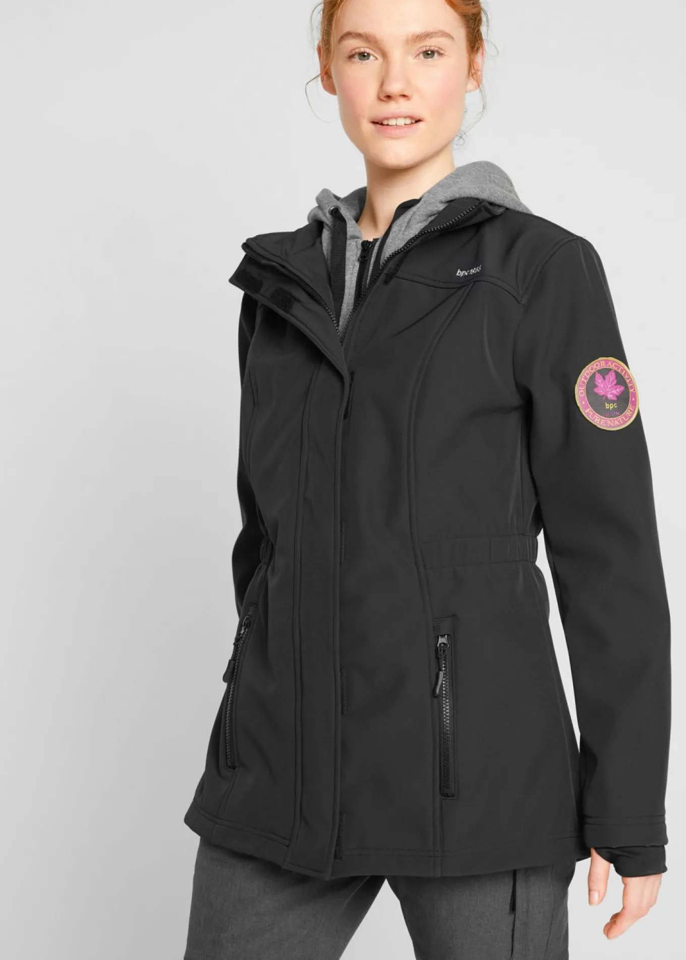 Chaqueta larga de softshell, repelente al agua, aspecto 2 en 1