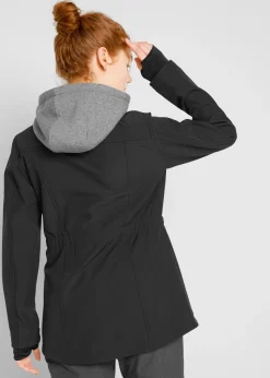 Chaqueta larga de softshell, repelente al agua, aspecto 2 en 1