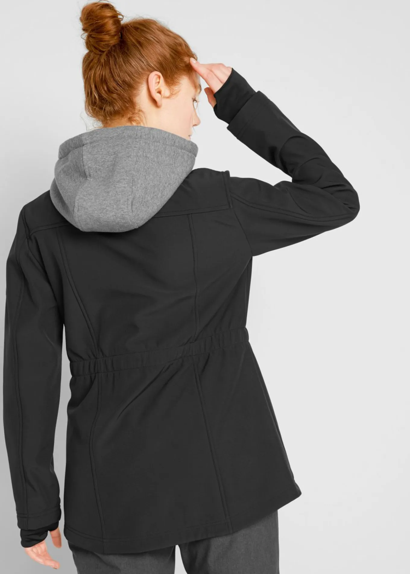 Chaqueta larga de softshell, repelente al agua, aspecto 2 en 1