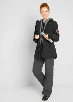 Chaqueta larga de softshell, repelente al agua, aspecto 2 en 1