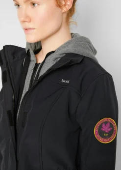 Chaqueta larga de softshell, repelente al agua, aspecto 2 en 1