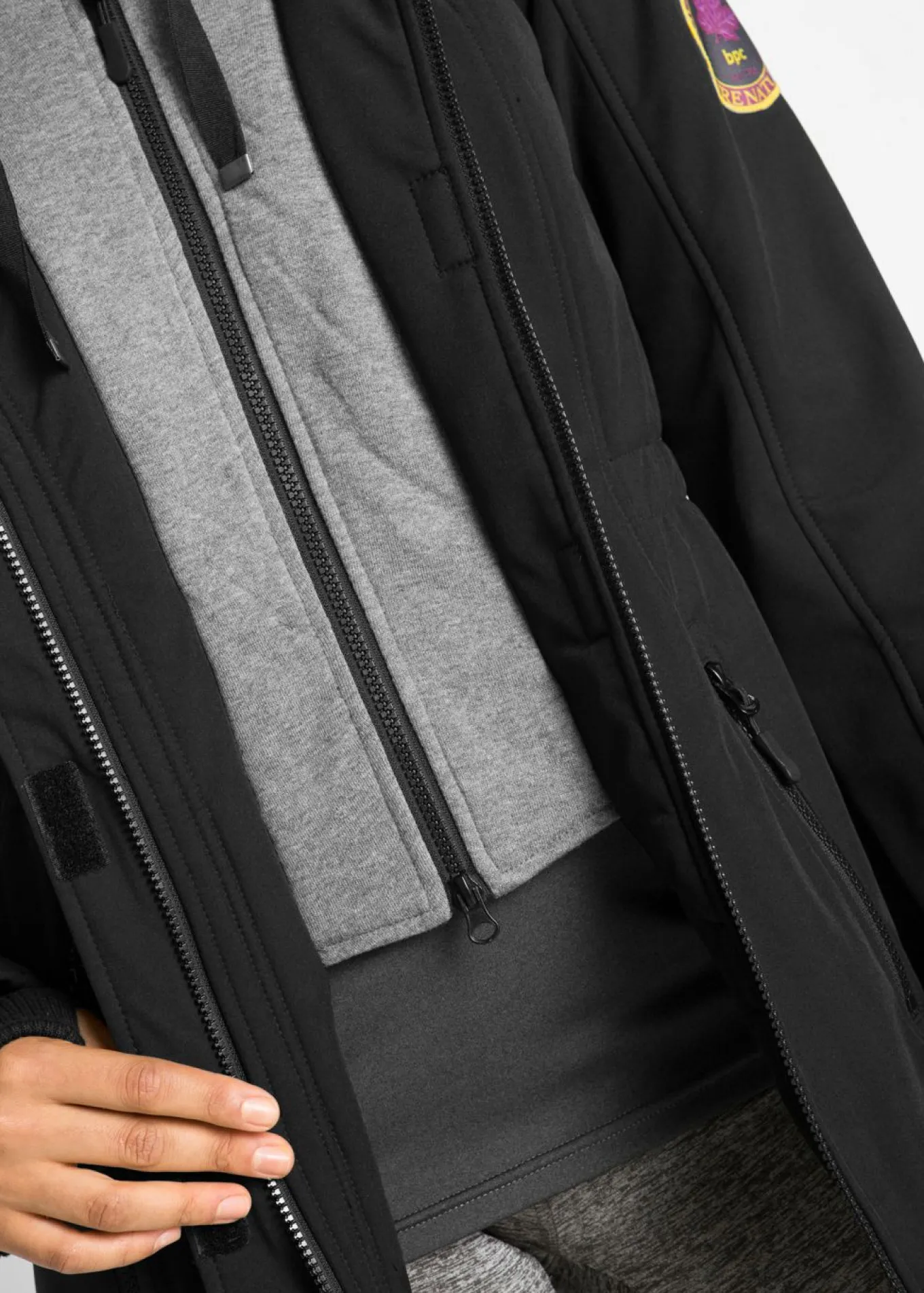 Chaqueta larga de softshell, repelente al agua, aspecto 2 en 1