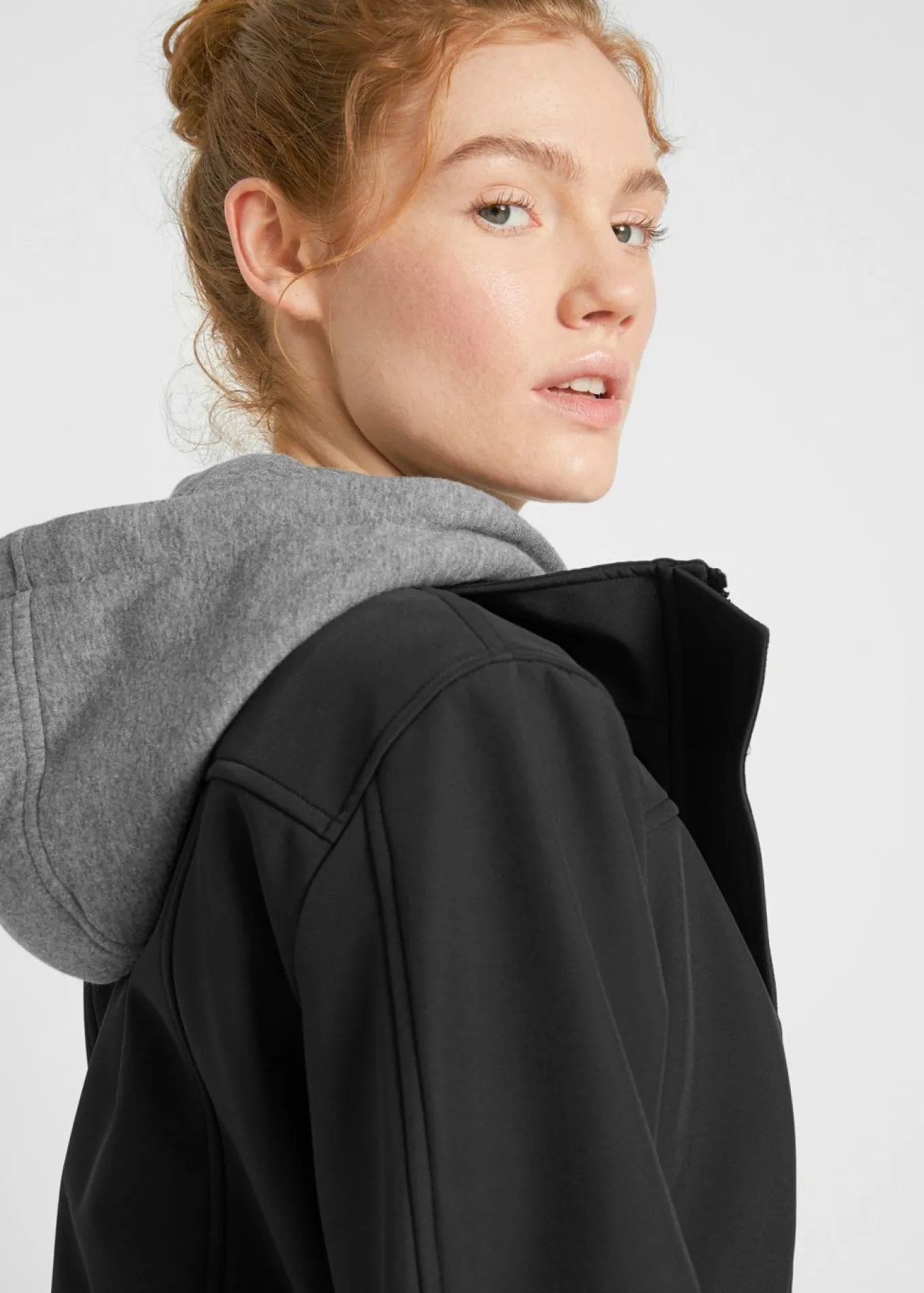 Chaqueta larga de softshell, repelente al agua, aspecto 2 en 1