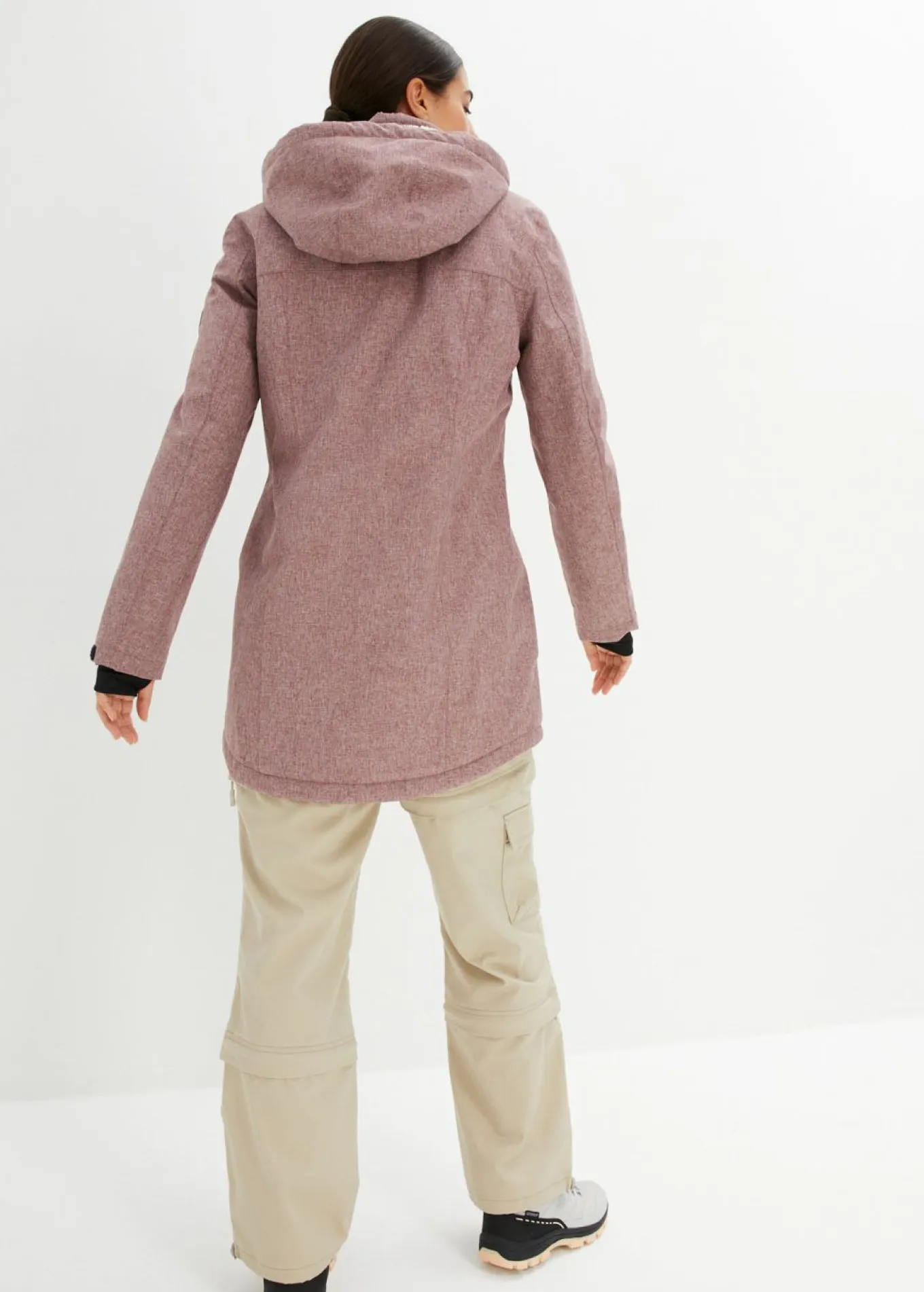 Chaqueta larga funcional impermeable para exteriores con forro polar