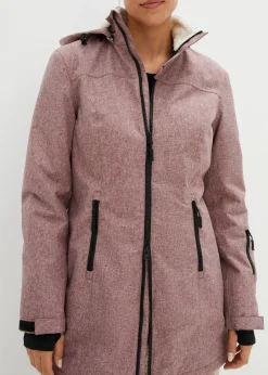 Chaqueta larga funcional impermeable para exteriores con forro polar