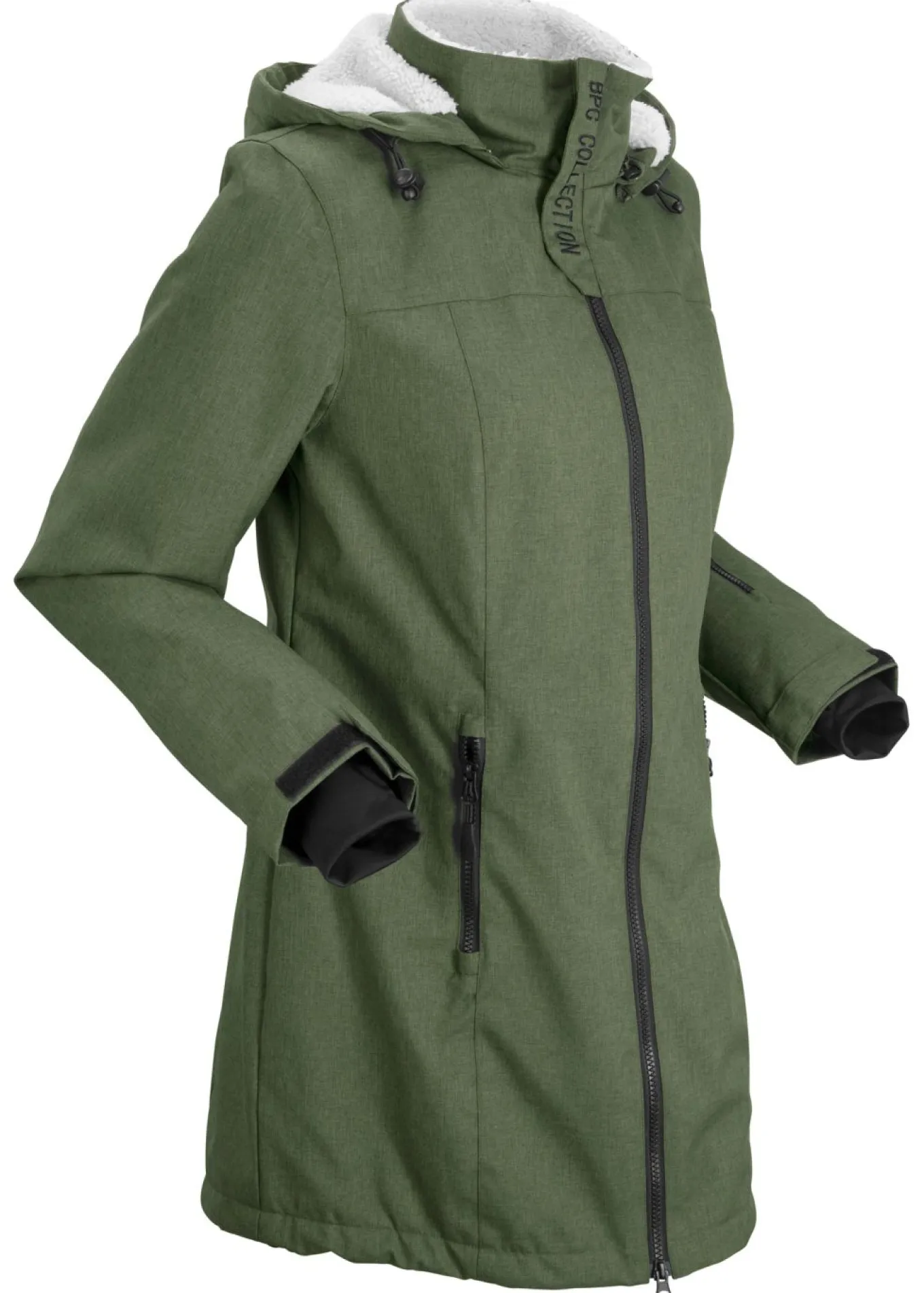 Chaqueta larga funcional impermeable para exteriores con forro polar