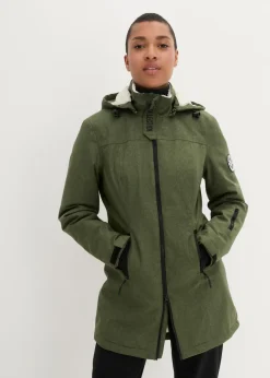 Chaqueta larga funcional impermeable para exteriores con forro polar