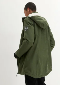 Chaqueta larga funcional impermeable para exteriores con forro polar
