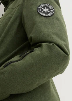 Chaqueta larga funcional impermeable para exteriores con forro polar