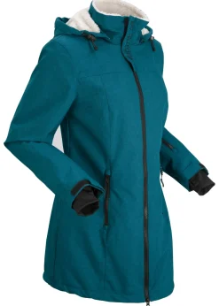 Chaqueta larga funcional impermeable para exteriores con forro polar