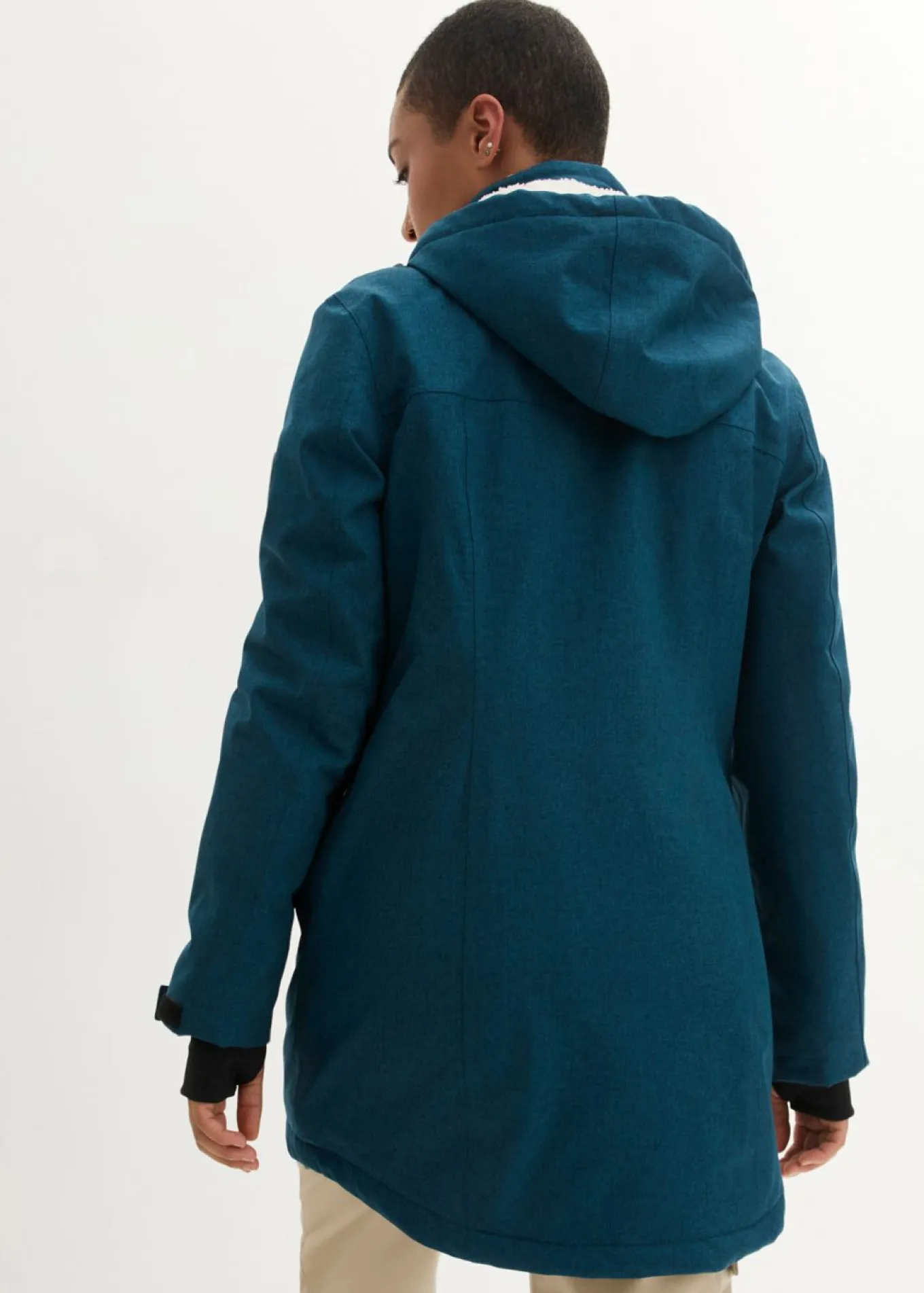 Chaqueta larga funcional impermeable para exteriores con forro polar