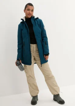 Chaqueta larga funcional impermeable para exteriores con forro polar