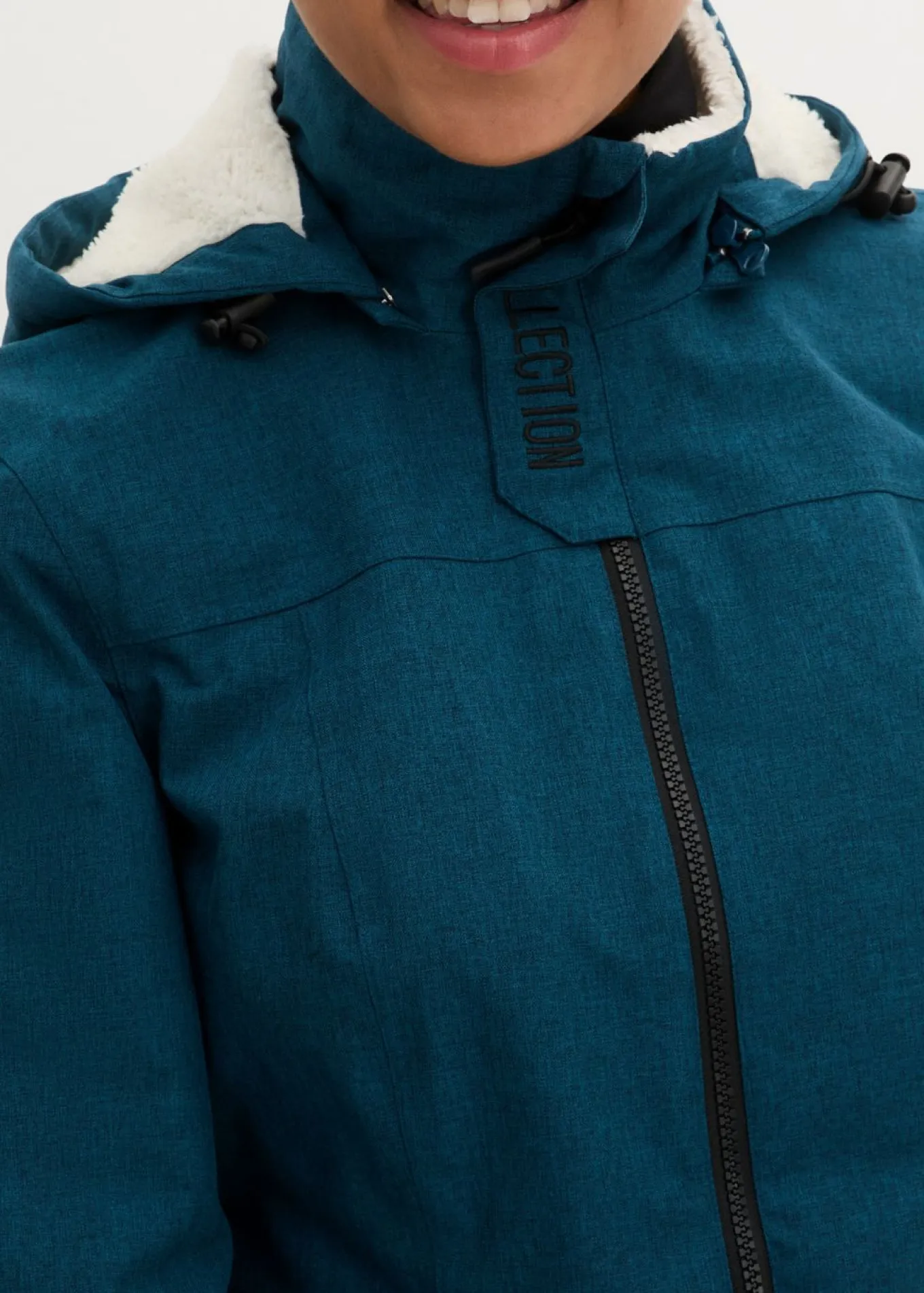 Chaqueta larga funcional impermeable para exteriores con forro polar
