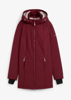 Chaqueta larga funcional softshell repelente al agua, forro polar suave