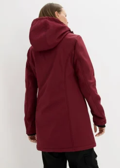 Chaqueta larga funcional softshell repelente al agua, forro polar suave