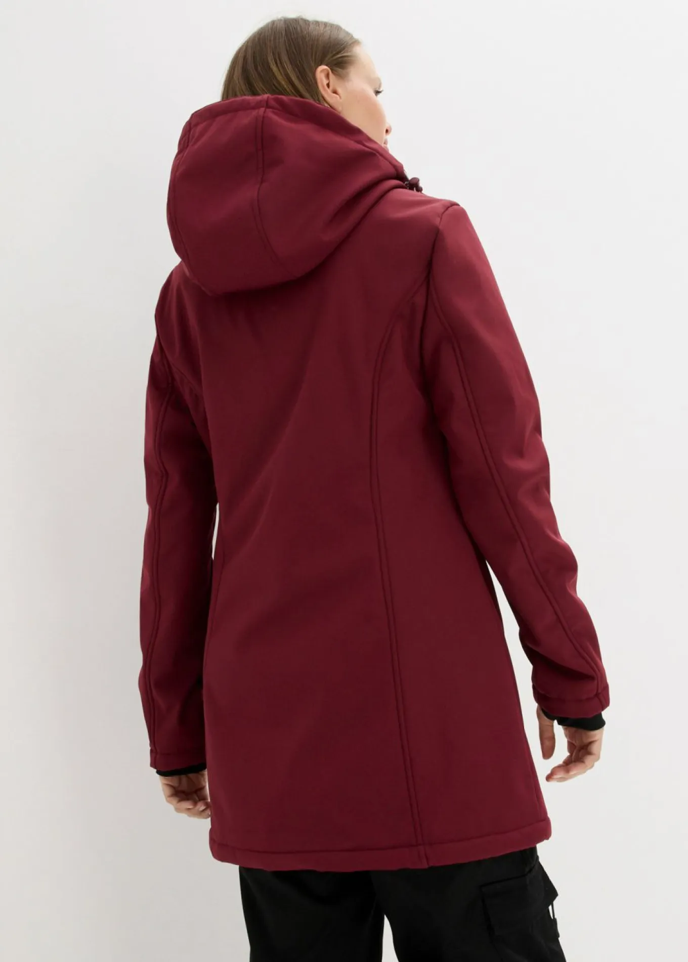 Chaqueta larga funcional softshell repelente al agua, forro polar suave