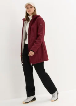 Chaqueta larga funcional softshell repelente al agua, forro polar suave