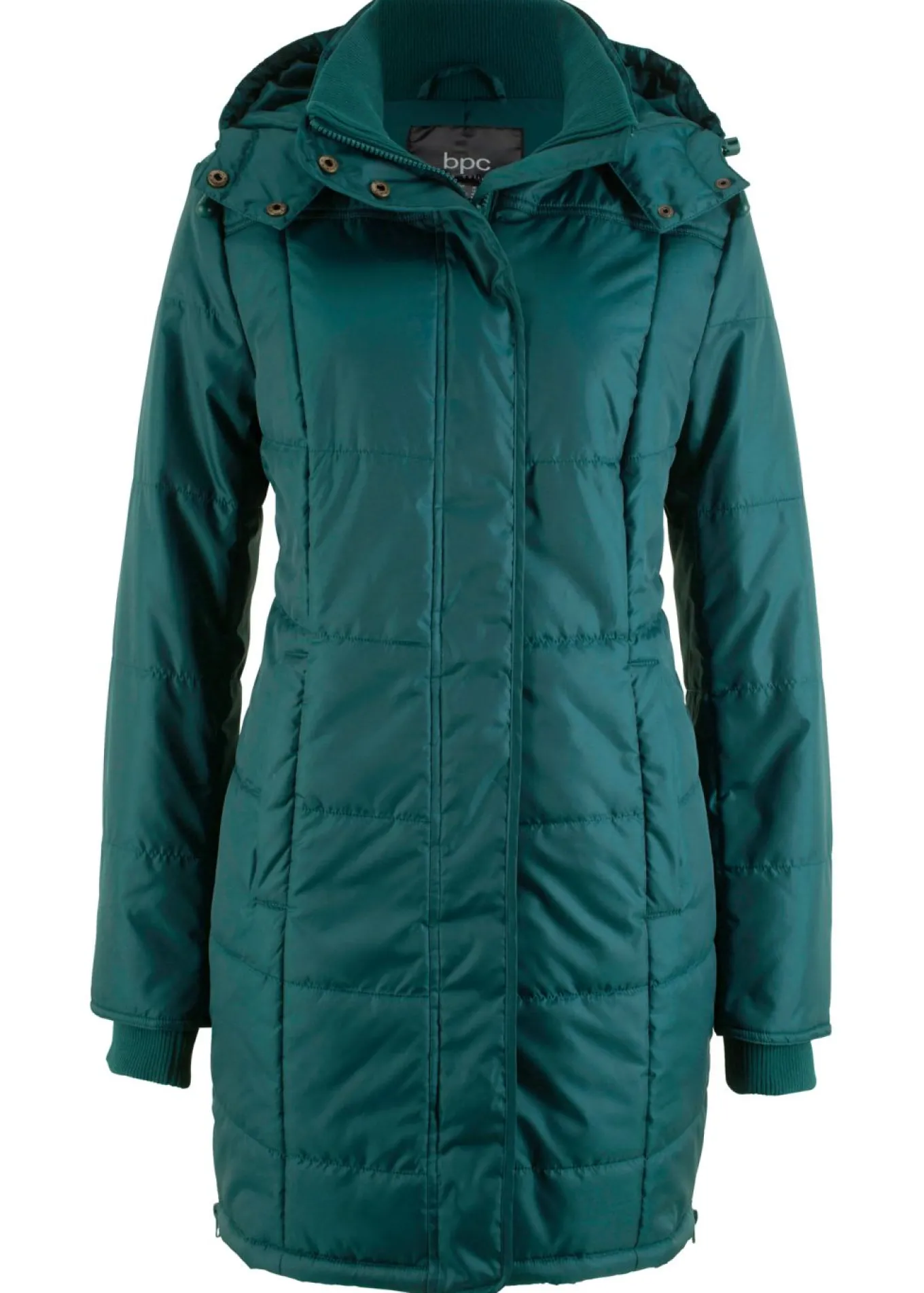 Chaqueta larga guateada con cuello y capucha