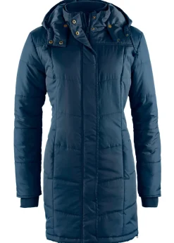 Chaqueta larga guateada con cuello y capucha