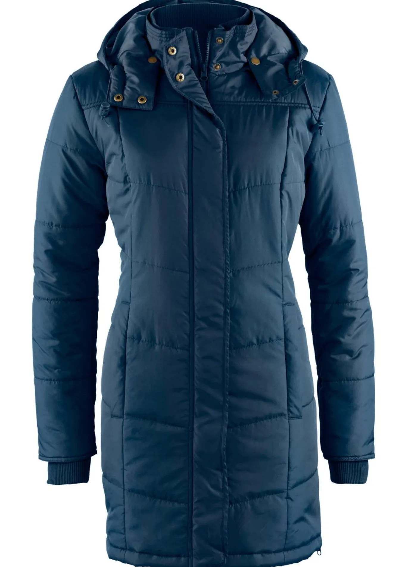 Chaqueta larga guateada con cuello y capucha