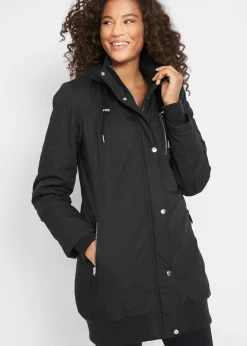 Chaqueta larga guateada con capucha