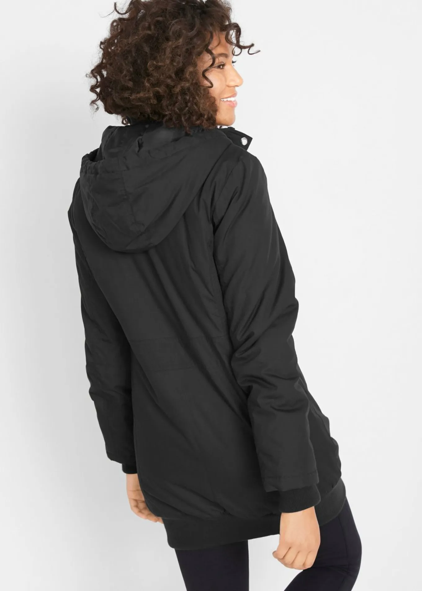 Chaqueta larga guateada con capucha