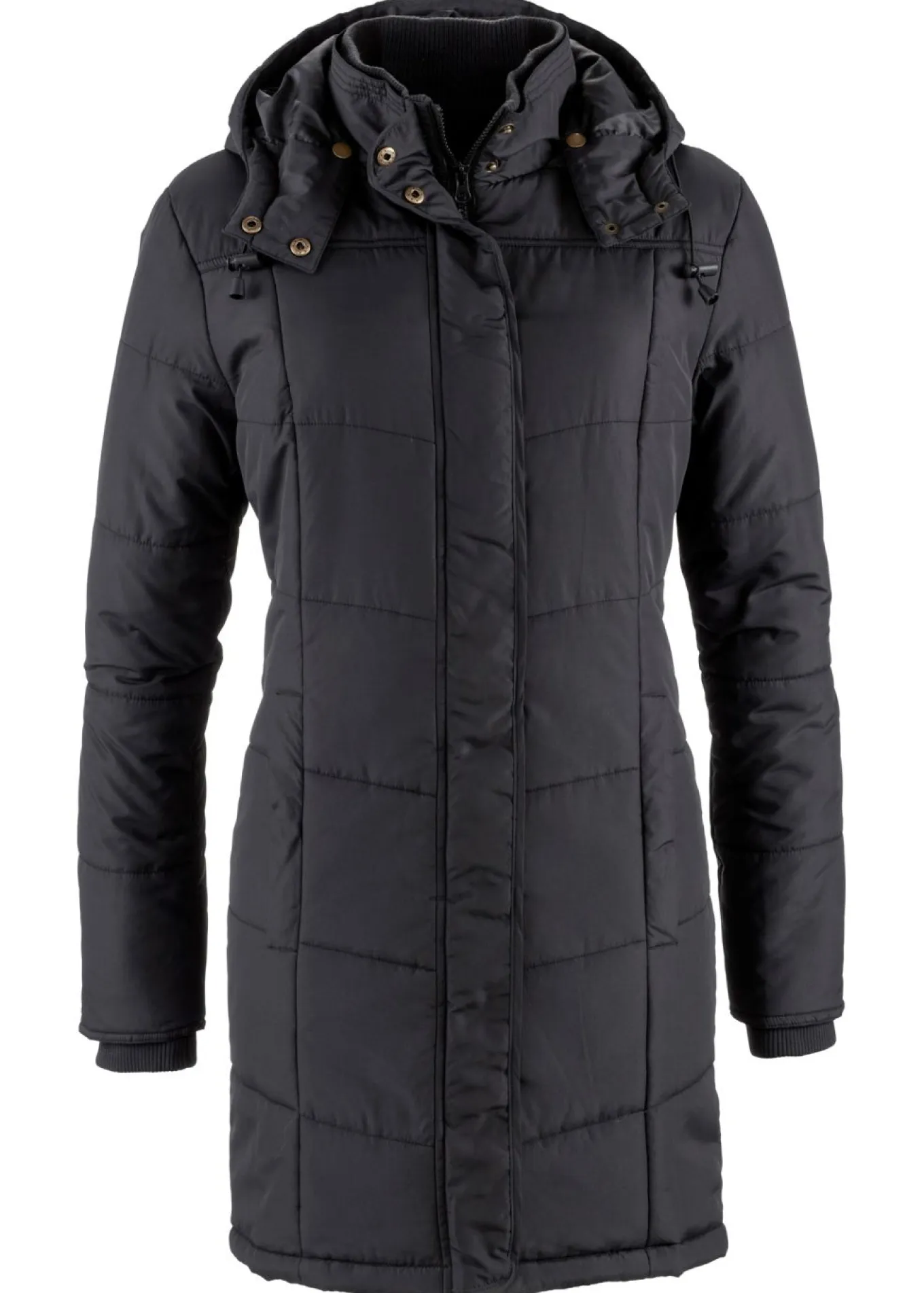 Chaqueta larga guateada con cuello y capucha