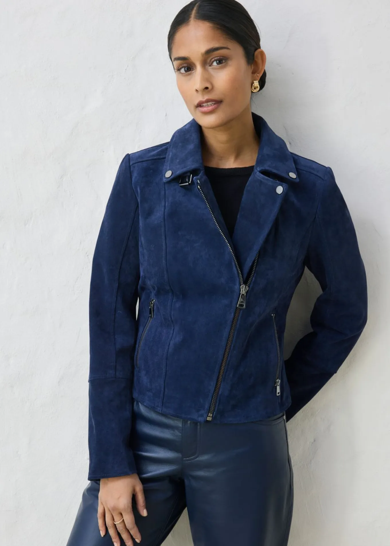Chaqueta motera de ante