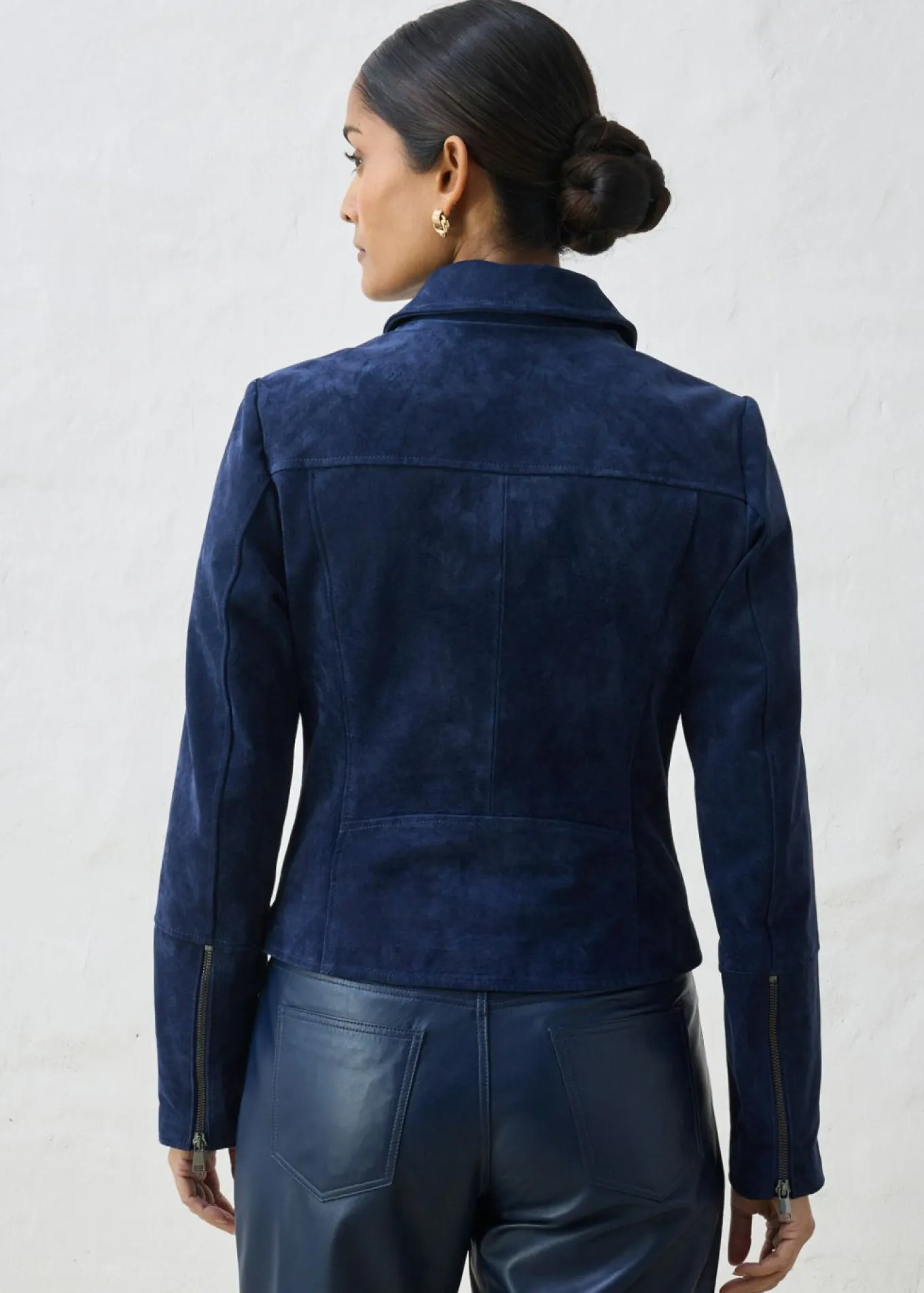Chaqueta motera de ante