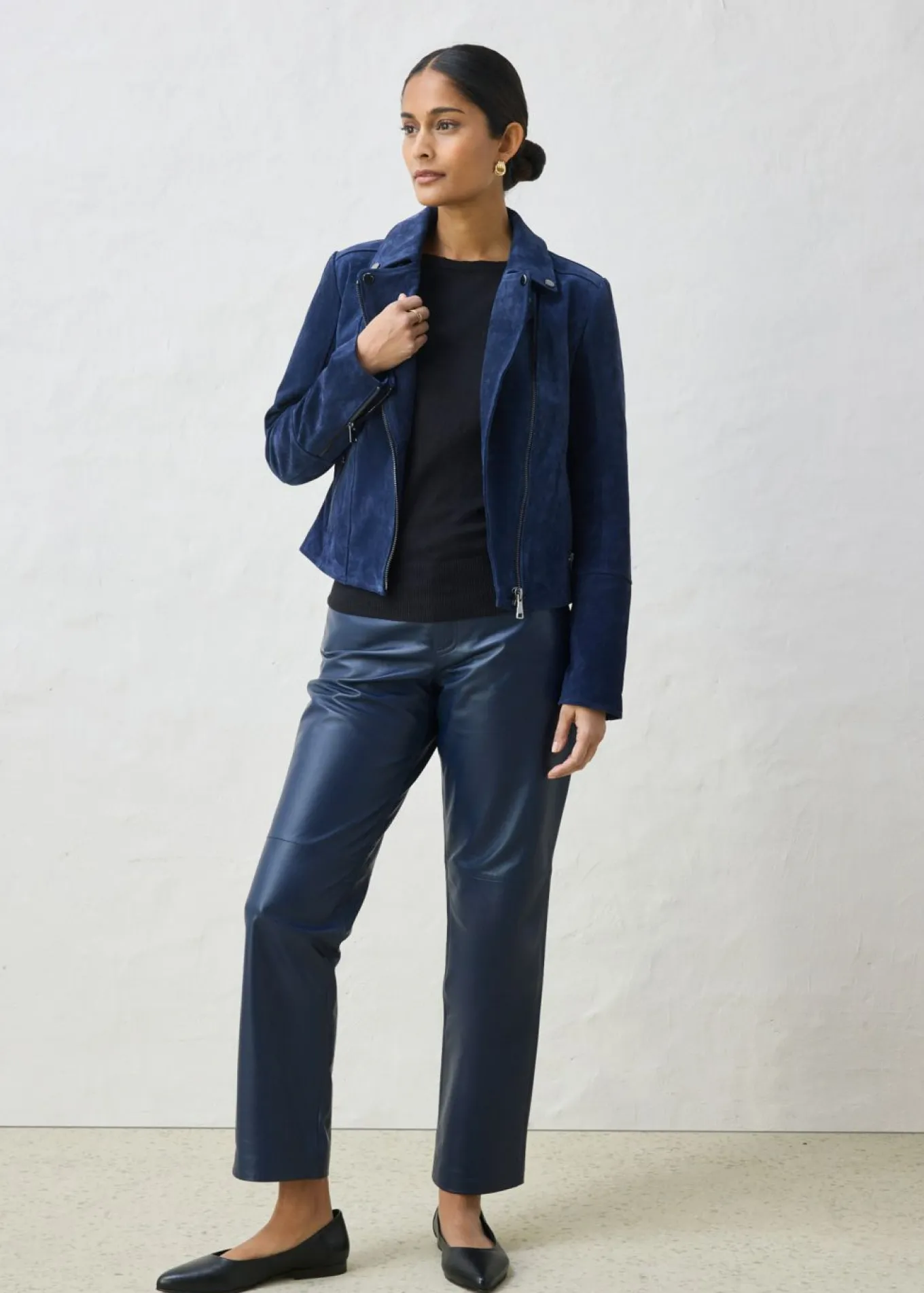 Chaqueta motera de ante