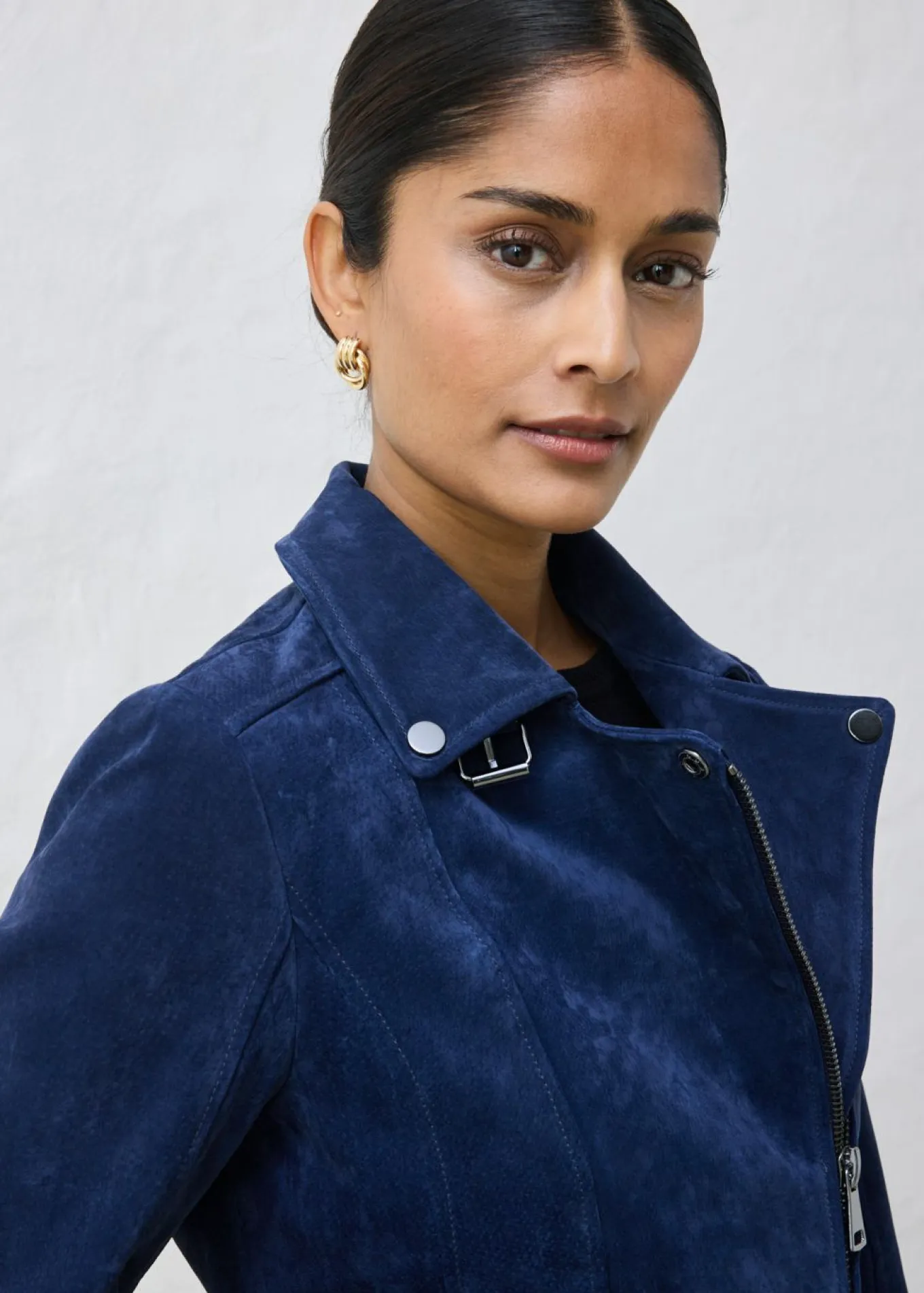 Chaqueta motera de ante