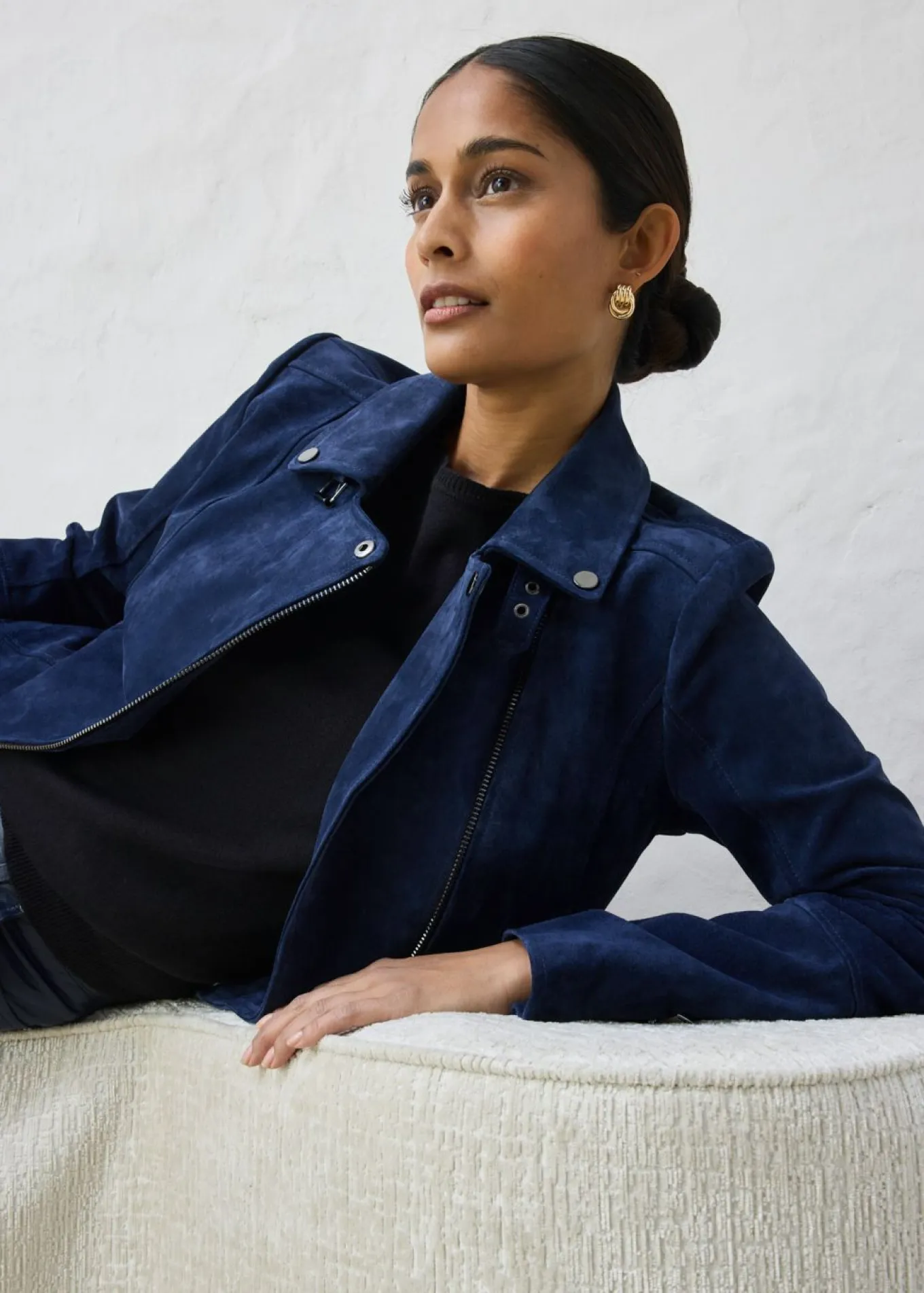 Chaqueta motera de ante