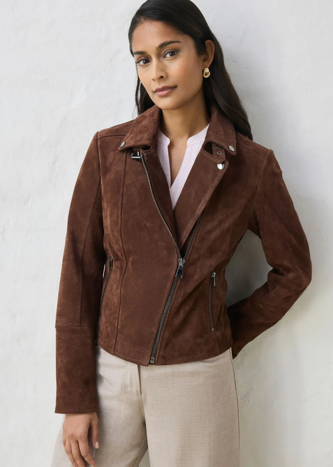 Chaqueta motera de ante