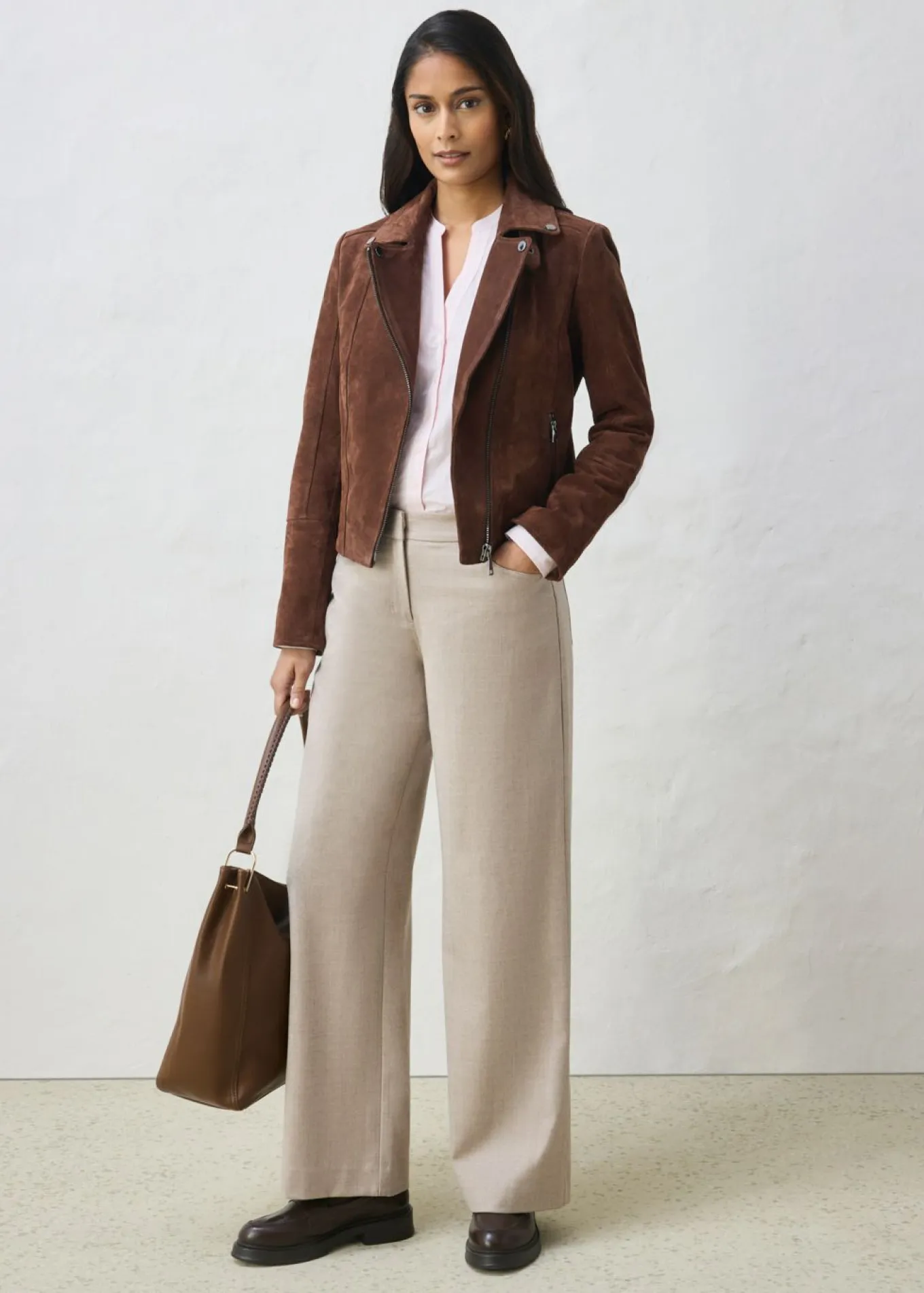 Chaqueta motera de ante