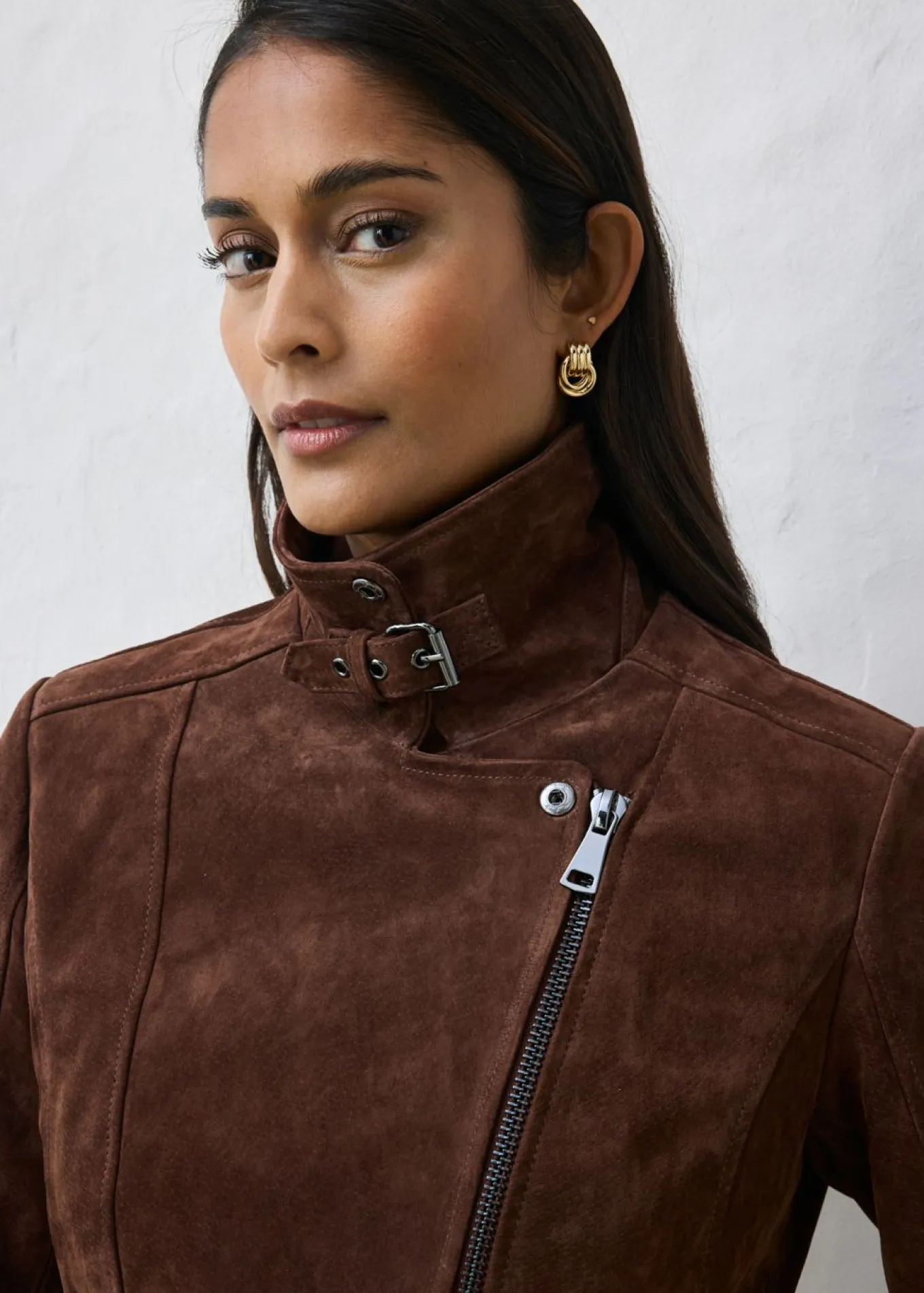 Chaqueta motera de ante