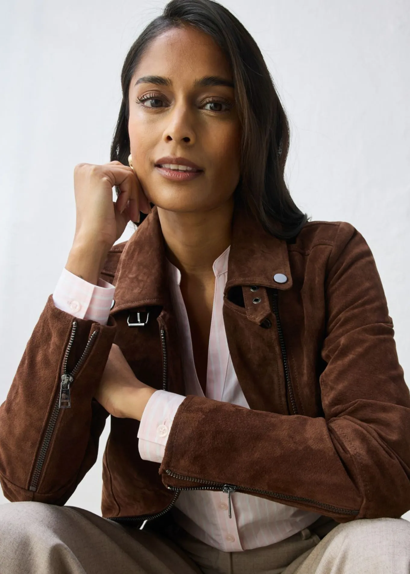 Chaqueta motera de ante